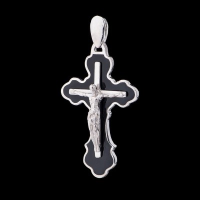 Серебряный крестик с эмалью (250048Ач)