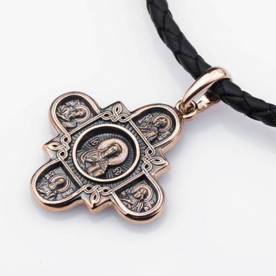 Золотой крест с чернением (п02671)
