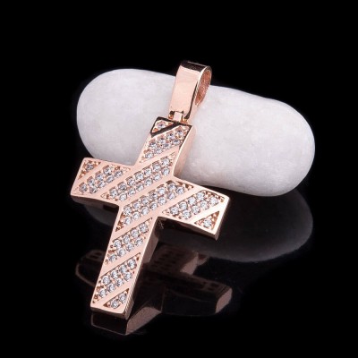 Золотой крест с фианитами (п02193)