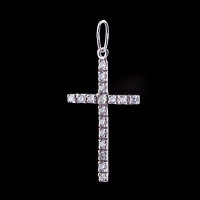 Золотой крестик с фианитами (п01686)