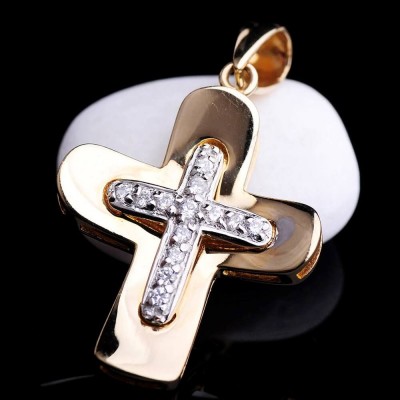 Золотой крестик с фианитами (п01767)