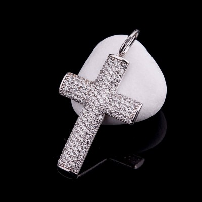 Золотой крестик с фианитами (п02305)